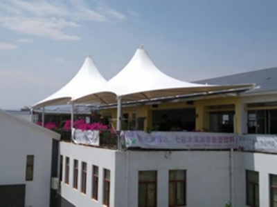 开远聚满源餐厅楼顶遮阳膜结构工程