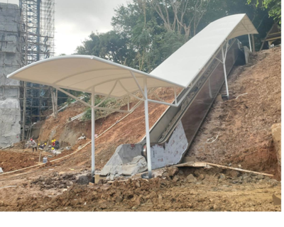西双版纳勐泐大佛寺11.3米自动扶梯雨棚膜结构项目